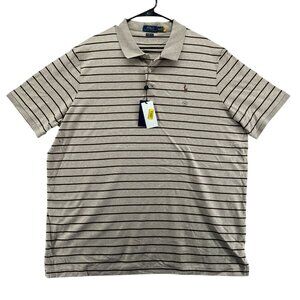 Polo Ralph Lauren Mens XXL Polo Shirt Beige Striped New Short Sleeve